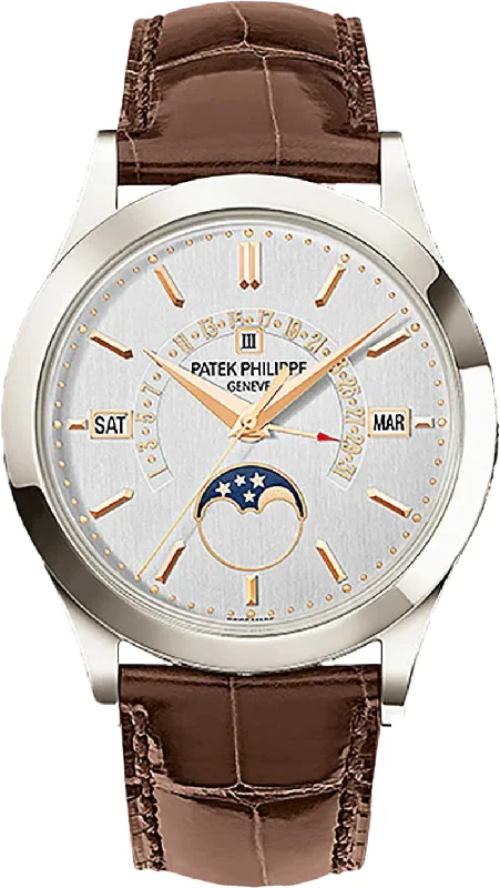 Patek Philippe Grand Complications 39.5mm Silver Satin Index Platinum Leather - 5496P-015