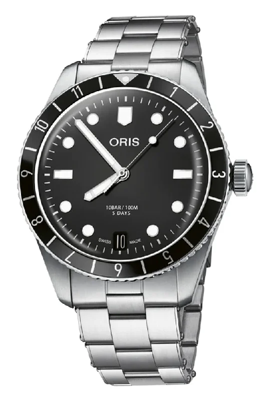 Oris Divers Sixty-Five 12H Automatic Stainless Steel Black Dial Date Mens Watch 400 7772 4054-07 8 20 18