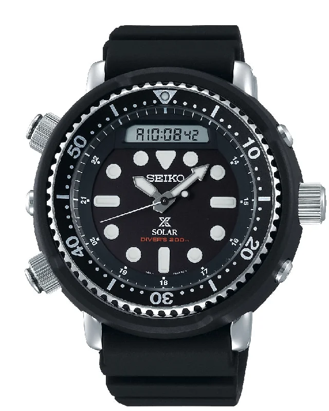 Seiko Solar Prospex Black Dial Mens Diver Watch SNJ025P