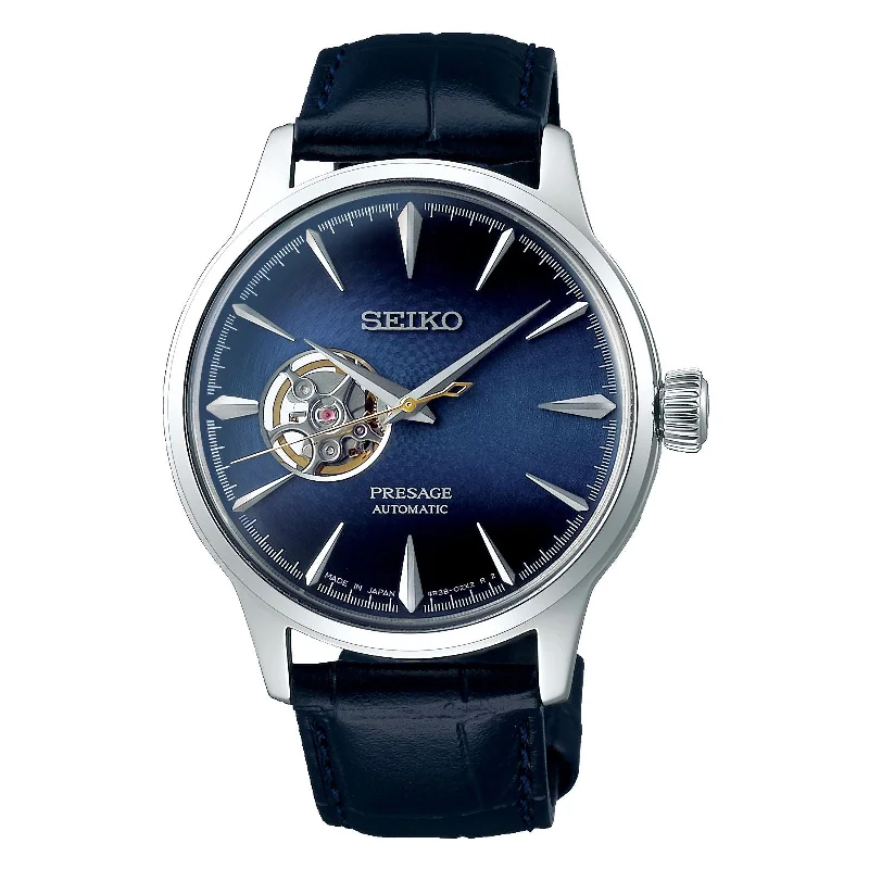 Seiko Presage SSA405J1 Cocktail Time Automatic Open Heart Blue Dial Watch JAPAN