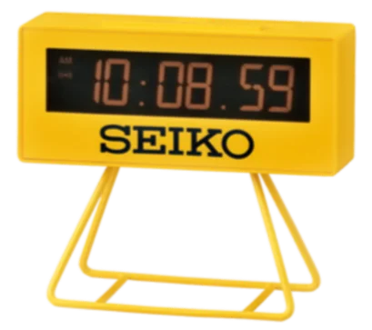 Seiko Marathon Sports Digital LCD Display Alarm Clock Small Yellow QHL062Y