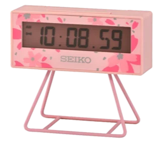 Seiko Marathon Sports Digital LCD Display Alarm Clock Small Pink Sakura QHL082P