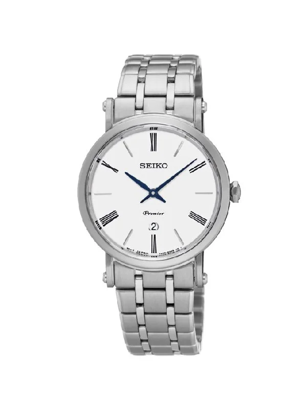 Seiko Premier Silver Date Dress Watch SXB429P