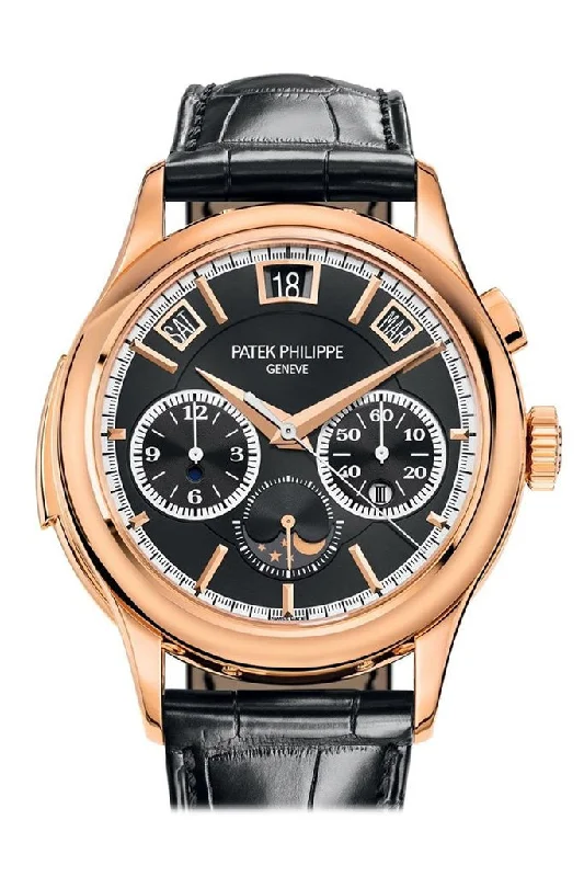 Patek Philippe Grand Complications  Black Sunburst Rose Gold Leather 5208R-001