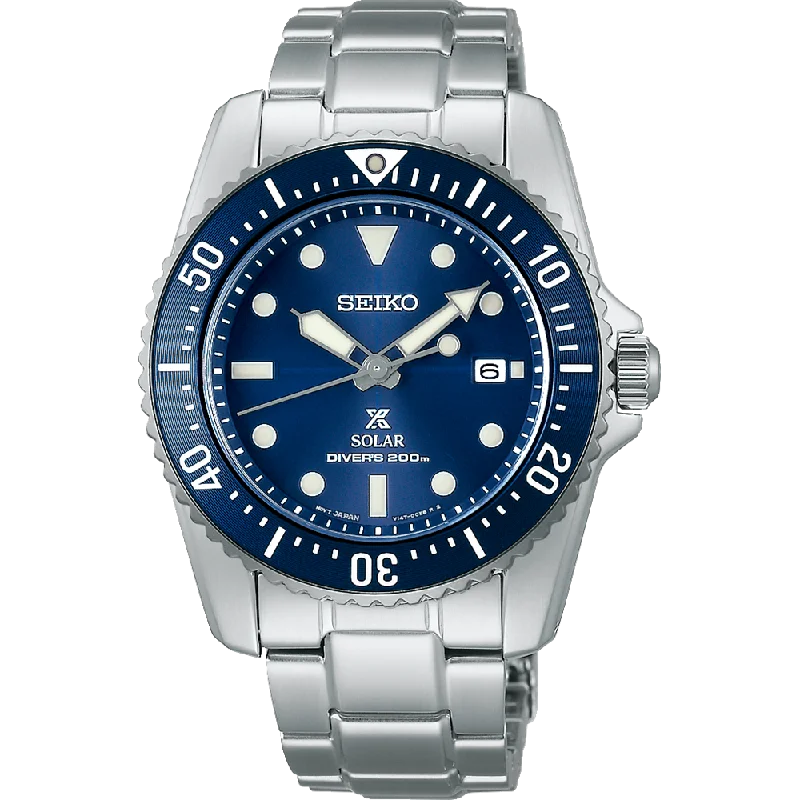 Seiko Prospex Solar Diver Watch for Men Blue Dial SNE585P