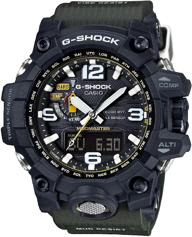 Casio G-Shock MASTER OF G - Land Mudmaster Triple Sensor Black Military Green GWG-1000-1A3