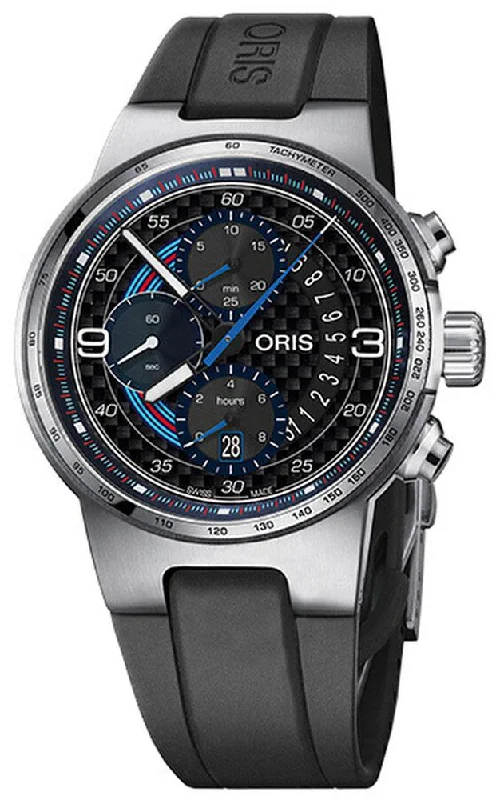 Oris Williams Martini Racing Limited Edition Chronograph Automatic Stainless Steel Black Rubber Strap Black Dial Date Mens Watch 774 7717 4184-Set RS