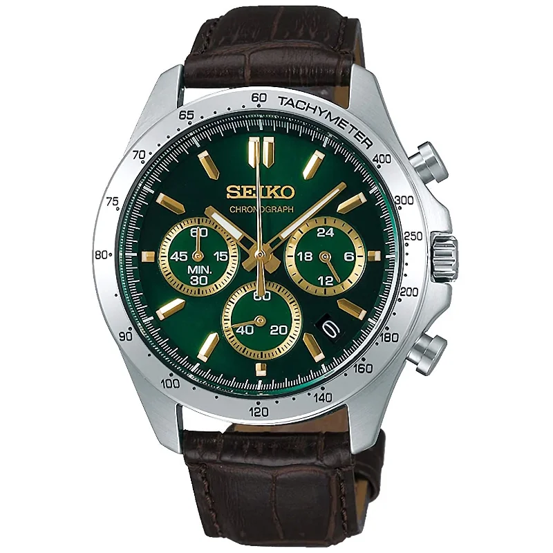 Seiko  SPIRIT SBTR017 Green Dial Chronograph Stainless Steel Men's Quartz Watch