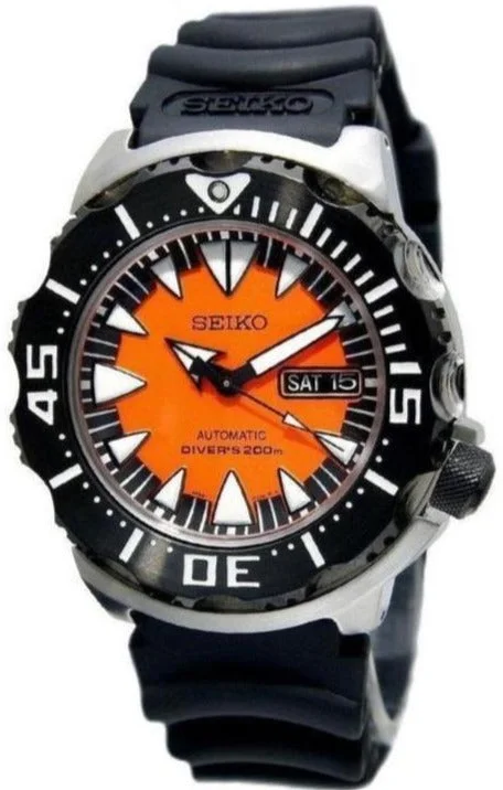 Seiko Automatic 200M Diver Black-Orange Monster SRP315