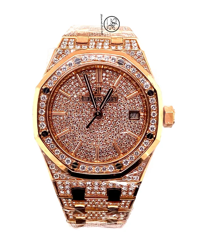 Audemars Piguet Royal Oak 15450OR.OO.1256OR.01 18k Rose Gold 37mm Diamonds UNWORN