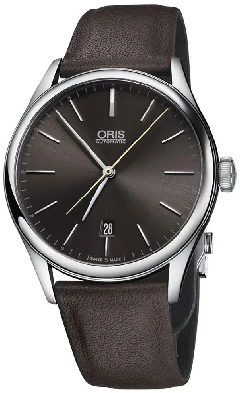 Oris Artelier Limited Edition Dexter Gordon Automatic Stainless Steel Brown Leather Strap Brown Dial Date Mens Watch 733 7721 4083-Set LS