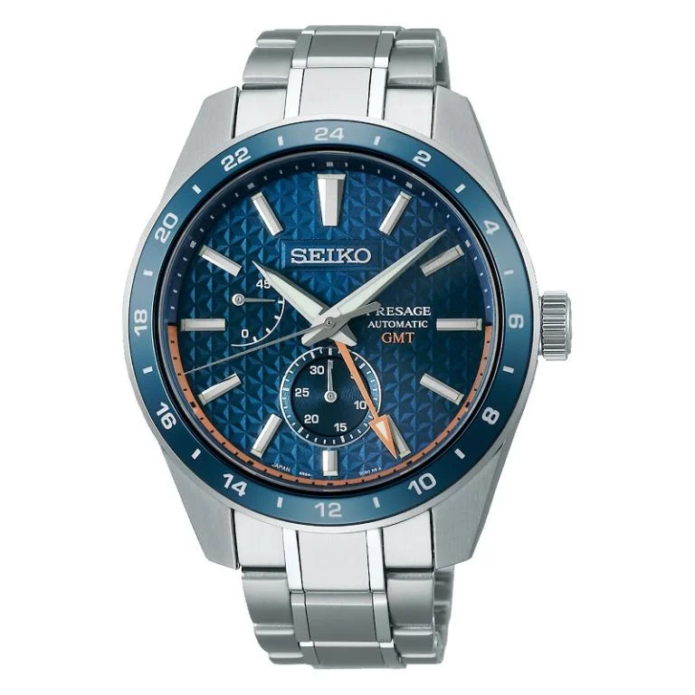 Seiko Presage Sharp Edged SPB217J1 Automatic GMT Blue Dial Men's Watch WARRANTY