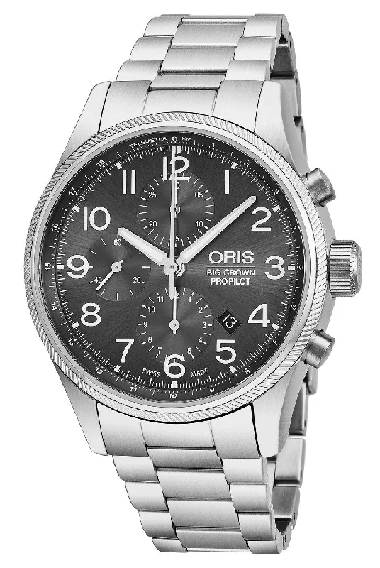 Oris Big Crown ProPilot Automatic Chronograph Stainless Steel Grey Dial Date Mens Watch 774 7699 4063-MB