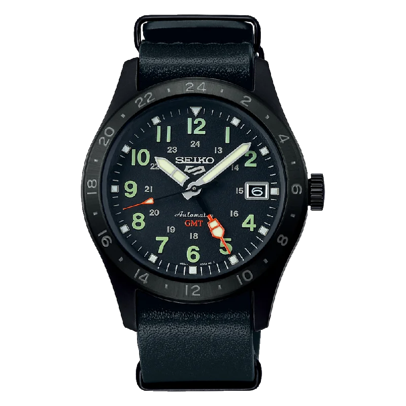 Seiko All Black GMT Field Sports Men's Watch SSK025