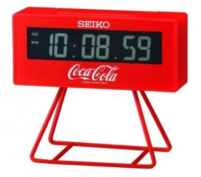 Seiko Heritage Digital LCD Alarm Clock Coca-Cola Red Limited Edition Small QHL901R