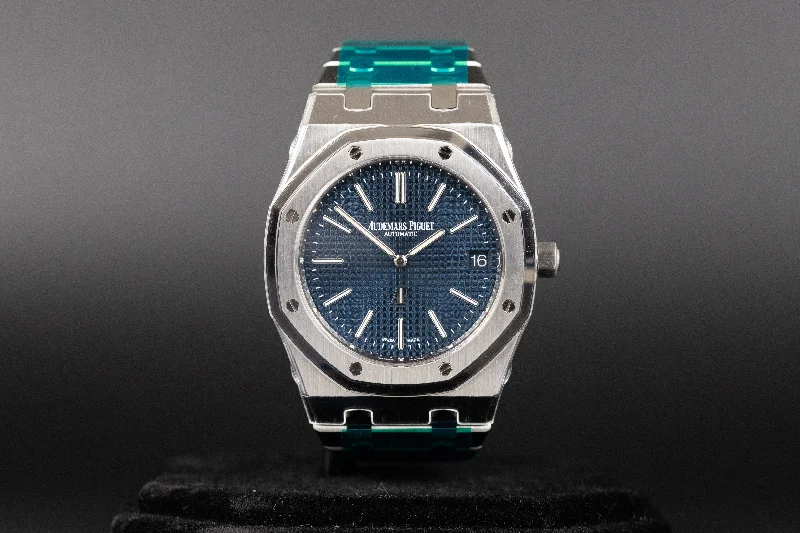 Audemars Piguet<br>16202ST Royal Oak Jumbo "50th Anniversary" Blue Dial