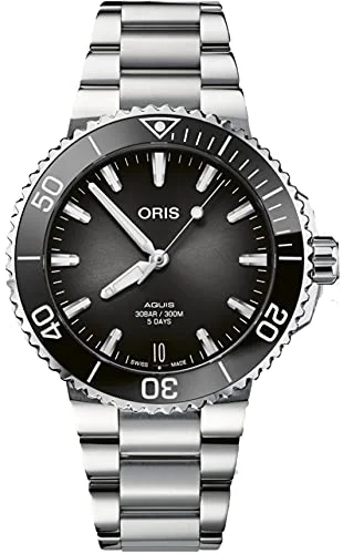 Oris Aquis Automatic Stainless Steel Gray Dial Date Divers Mens Watch 400 7769 4154-07 8 22 09PEB