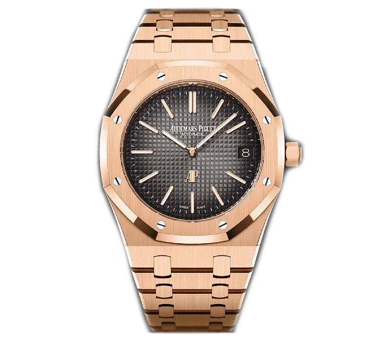 39mm Jumbo Extra-Thin 18k Rose Gold Smoked Grey Dial