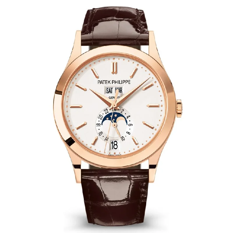 Patek Philippe Complications Annual Calendar Moon Phases Rose Gold Silver Opaline Dial | 5396R-011