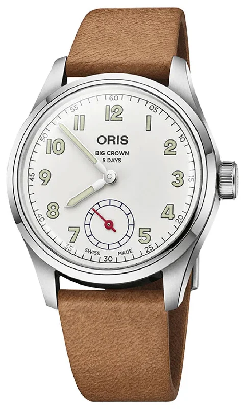 Limited Edition Oris Big Crown Wings Of Hope Automatic Stainless Steel White Dial Beige Leather Strap Mens Watch 401 7781 4081-Set