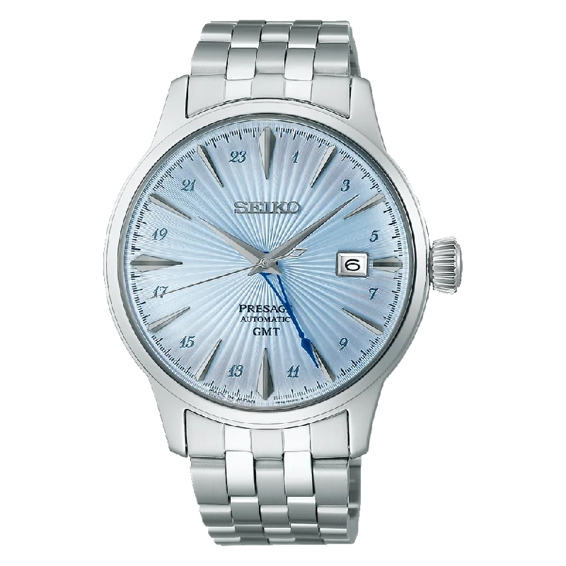 Seiko Presage SSK037J1 Cocktail Time Automatic GMT Light Blue Dial Watch JAPAN