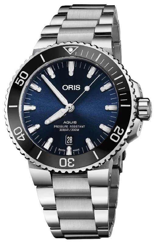 Oris Aquis Automatic Stainless Steel Blue Dial Date Divers Mens Watch 733 7730 4135-07 8 24 05PEB