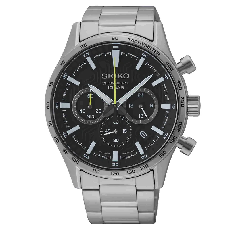 Seiko SSB413P1 Black Dial Chronograph Stainless Steel Men Quartz Watch WARRANTY