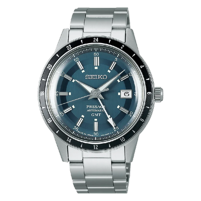 Seiko Presage Style 60’s SSK009J1 Automatic GMT Blue and Gray Dial Watch JAPAN