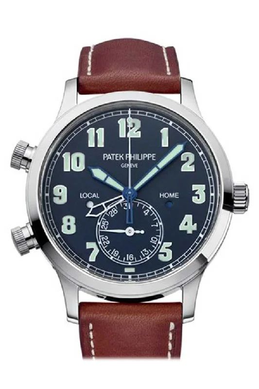 Patek Philippe Complications Calatrava Pilot Travel Time Blue Dial MenÕs Watch 5524G-001