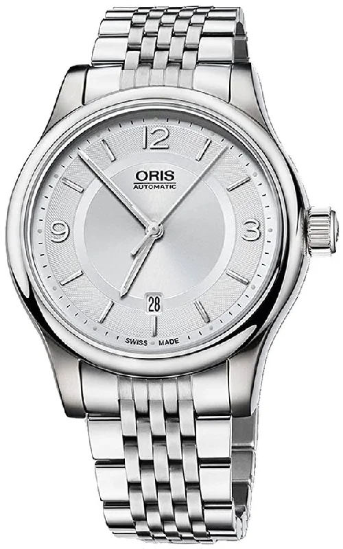 Oris Classic Date Stainless Steel Silver Dial Automatic Mens Watch 733-7594-4031MB