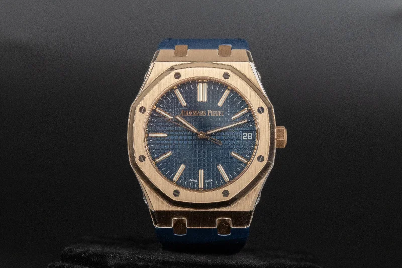 Audemars Piguet<br>15510OR Royal Oak Blue Dial Blue Strap