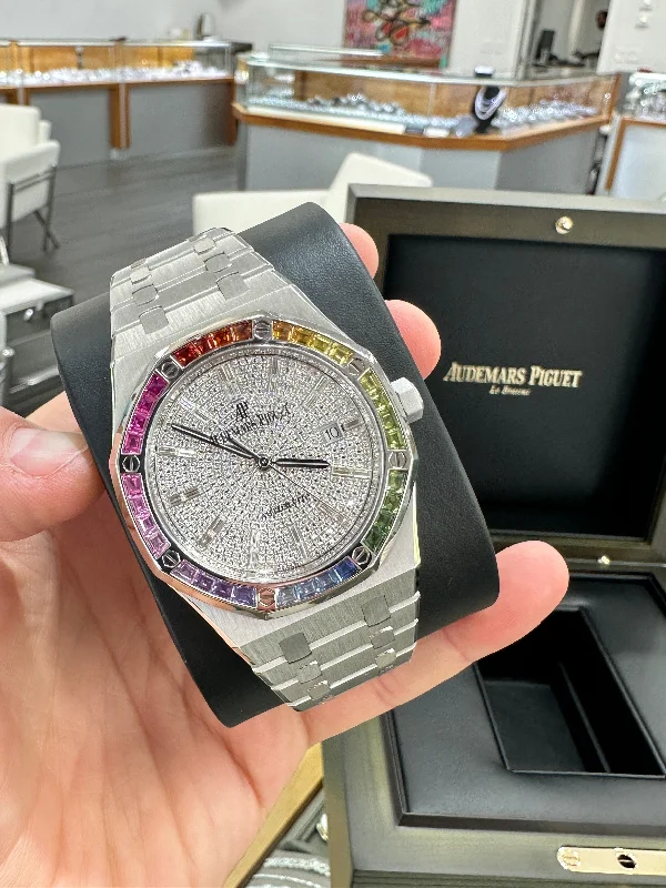 Audemars Piguet Royal Oak FACTORY Rainbow 18K White gold 15413BC Limited 10 pieces Box/Papers PreOwned