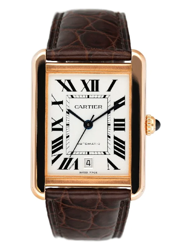 Cartier Tank Solo XL W5200026 18K Rose Gold Mens Watch Box Papers