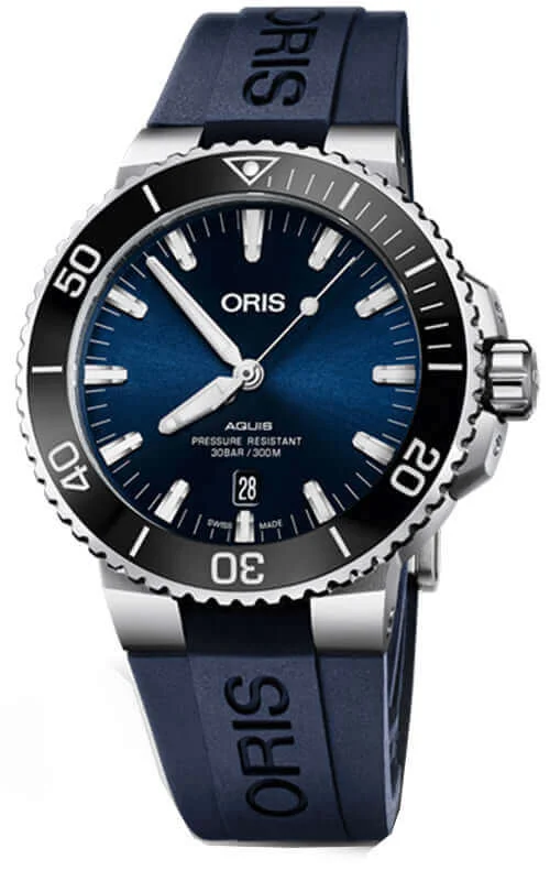 Oris Aquis Date Watch Blue Dial, Blue Rubber Straps 01 733 7730 4135-07 4 24 65EB