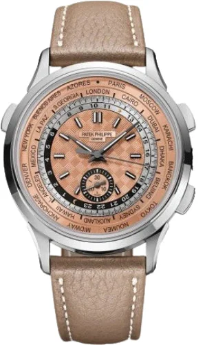 Patek Philippe Complications World Time Flyback Chronograph Stainless Steel Rose Opaline Dial | 5935A-001