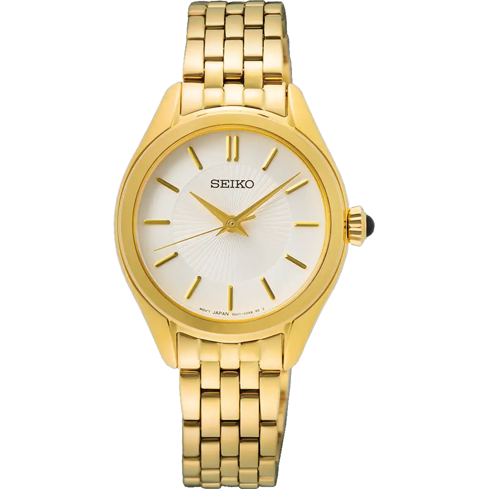 Seiko Conceptual Gold Stainless Steel Quartz White Dial Watch SUR538P