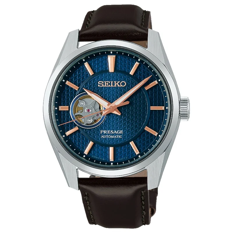 Seiko Presage Sharp Edged SPB311J1 Open Heart Aisumi Blue Dial Automatic Watch