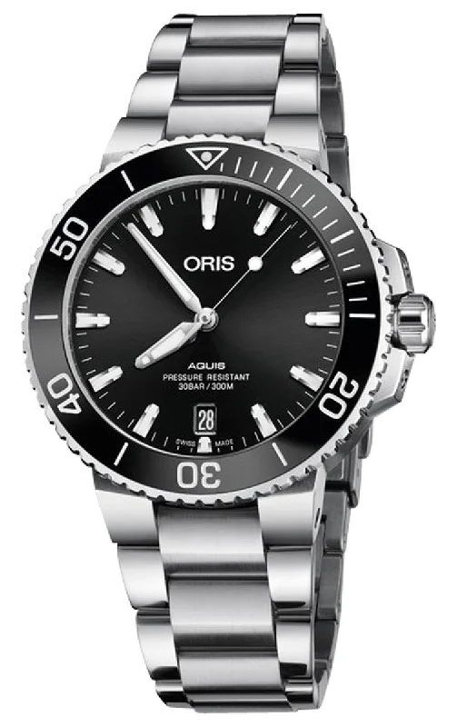 Oris Aquis Date Automatic Stainless Steel Black Dial Divers Mens Watch 733 7732 4134-07 8 21 05PEB