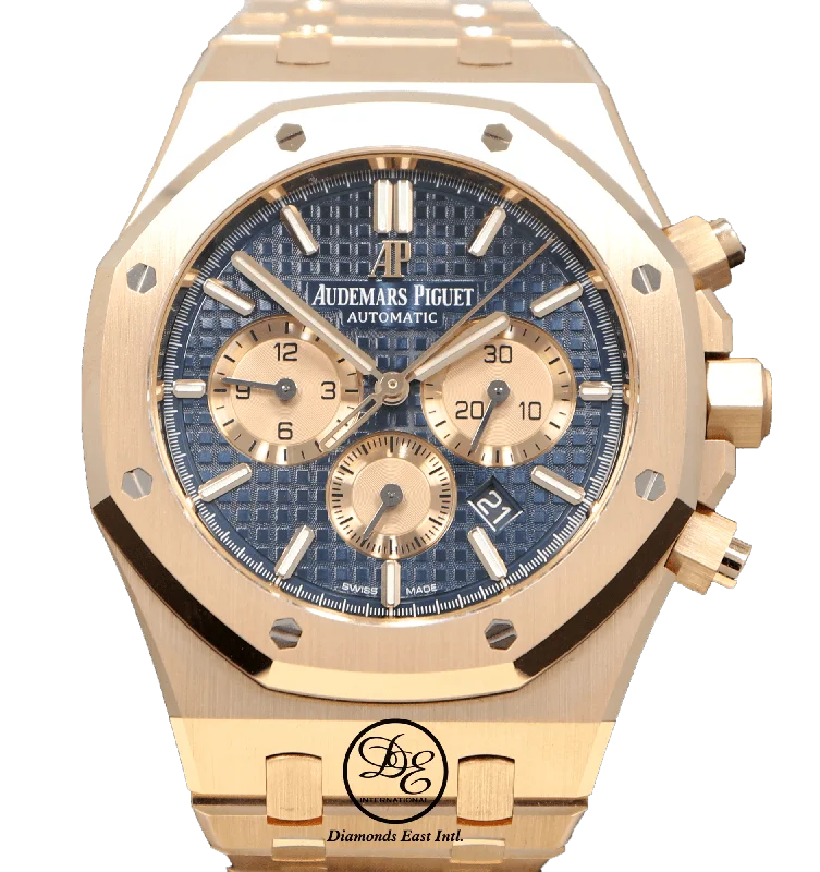 Audemars Piguet Royal Oak 41mm Blue Chronograph 18K Rose Gold 26331OR.OO.1220OR.01 BOX/PAPERS