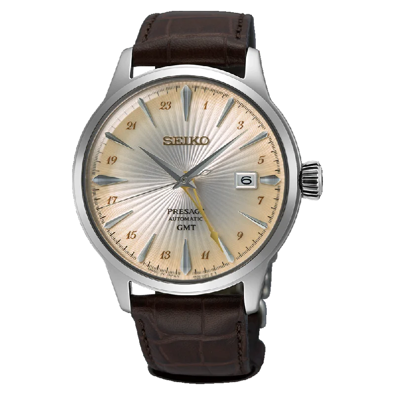 Seiko Presage SSK041J1 Cocktail Time Automatic GMT Cream Yellow Dial Watch JAPAN