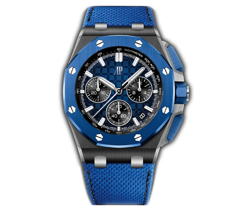 43mm Chronograph Ceramic Smoked Blue Dial