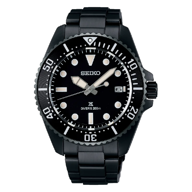 Seiko Prospex Solar Black Diver Watch SNE599P