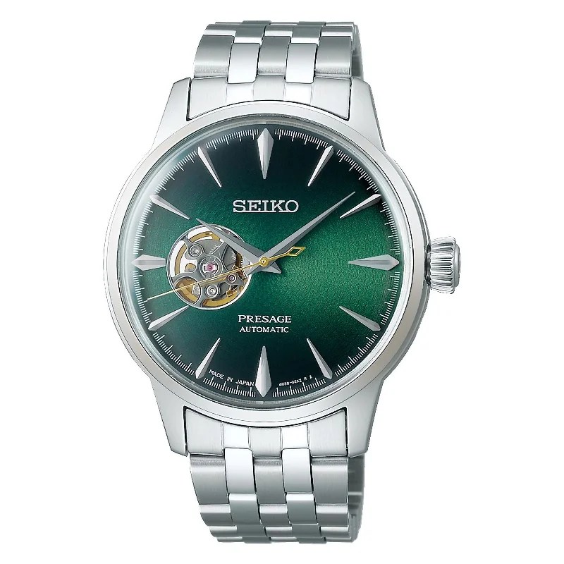 SEIKO Presage SSA441J1 ‘Grasshopper’ Automatic Open Heart Green Dial Men's Watch