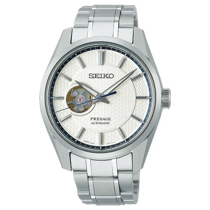 Seiko Presage Sharp Edged SPB309J1 Open Heart White Dial Automatic Men's Watch