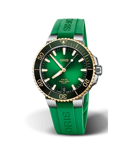 Oris Aquis Date Calibre 400 Watch with Green Rubber Strap